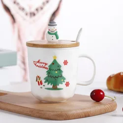 Zogift Самые популярные товары 2021, кофейная чашка в новом стиле, керамическая Рождественская Кружка со снеговиком, Санта-Клаусом и ложкой с крышкой