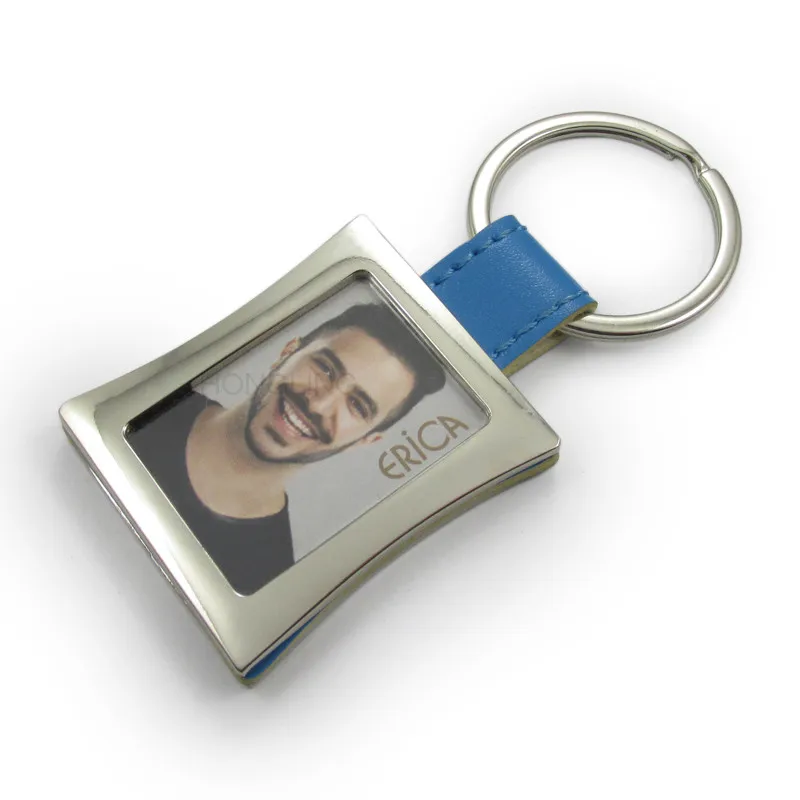 
Wedding souvenir PU leather with photo custom keychain tourist key holder 