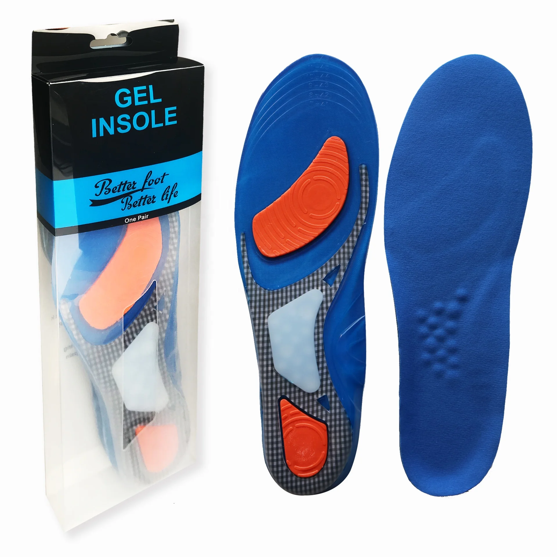 full length adhesive washable soft silicone gel insoles for shoes