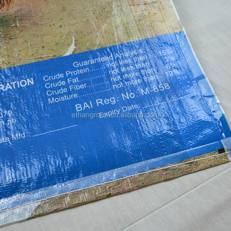 2023 OPP lamination woven animal feed bag 50lb,25kg,50kg 5kgs for pet dog,cat,horse,bird, sugar rice feed seed flour etc bags