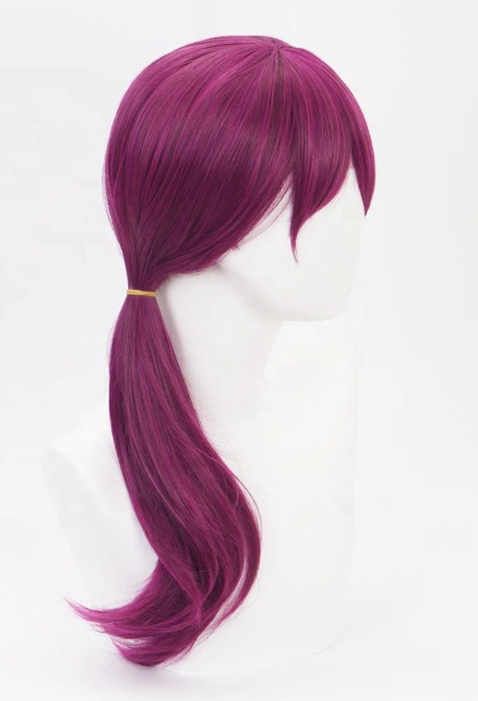 Wholesale League of Legends LOL Anime Wigs Cosplay 60cm Long Curly Dark Rose Mixed KDA Evelynn Wig Synthetic Wigs