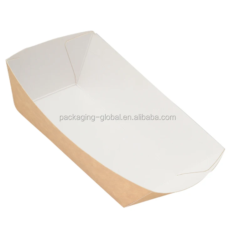 Boat shape disposable custom printed paper food tray