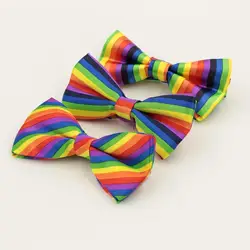 Stretchable Adjustable Length Rainbow Bowtie set