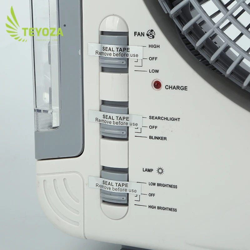 teyoza guangdong charging fan low price12 inch usb  rechargeable mini box emergency solar table fan with MP3 and FM radio