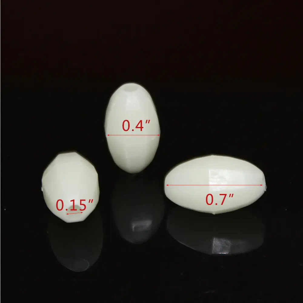 Wholesale Luminous Glow Fishing Beads Plastic Oval Egg Beads Fishing Tackle For Rig 100pcs/bag