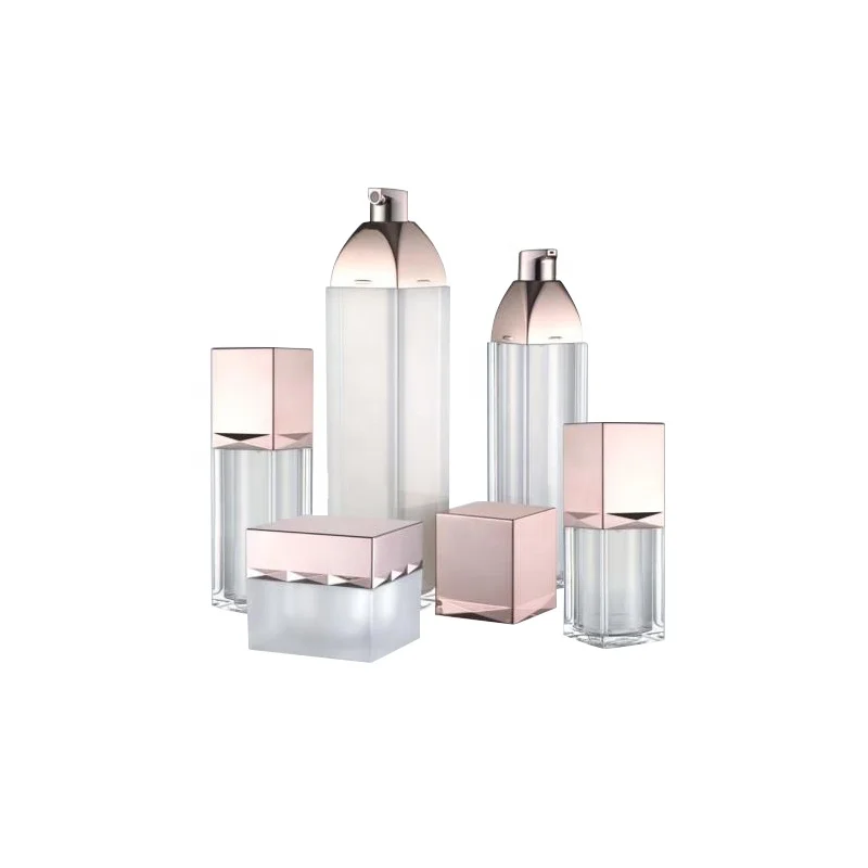 New Design 15ml 30ml 50ml 100ml  Square shape acrylic cosmetic bottle for lotion and perfume