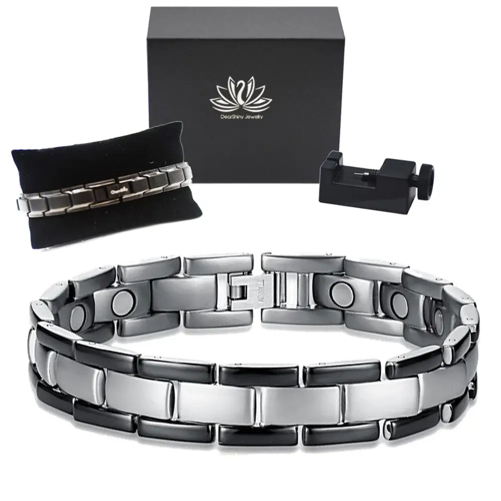 Magnetic Bracelets for Unisex Arthritis Pure Titanium Bio Bracelet 3000 Neodymium Magnets Pain Relief