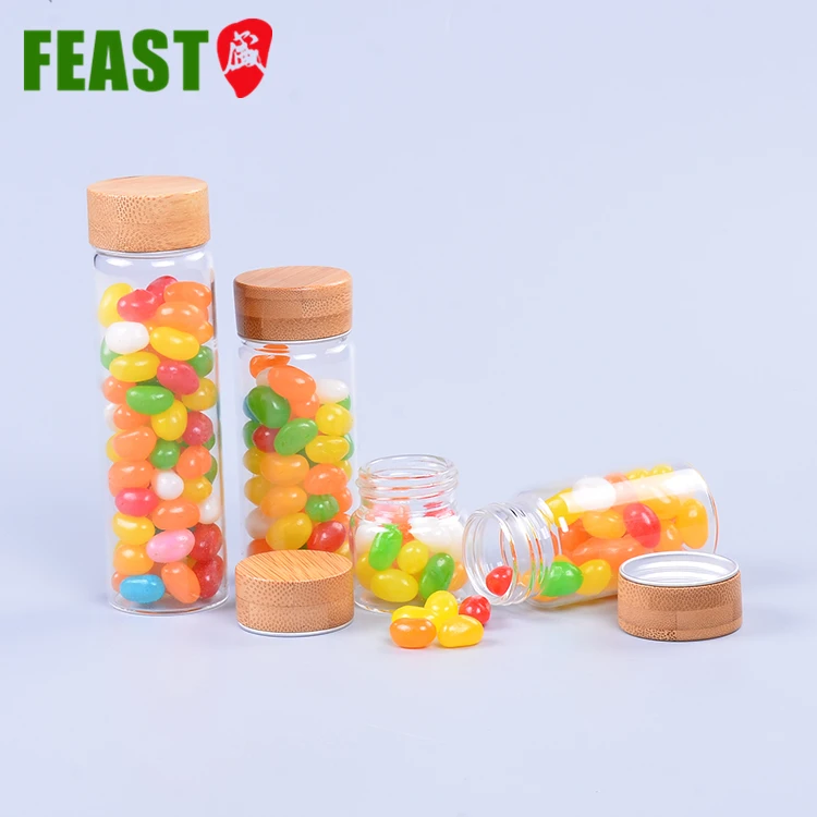 Wholesale Food Storage Mini Small Size 50Ml Glass Jar With Bamboo Lid Glass Storage Jar