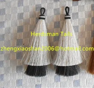 Handmade natural black white brown grey color 5-15cm horse tassels and keychains made of horse hair for sale