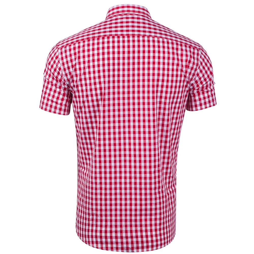 Wholesale boutique Mens clothing 8 color Short Sleeve plaid check mens casual dress Shirts