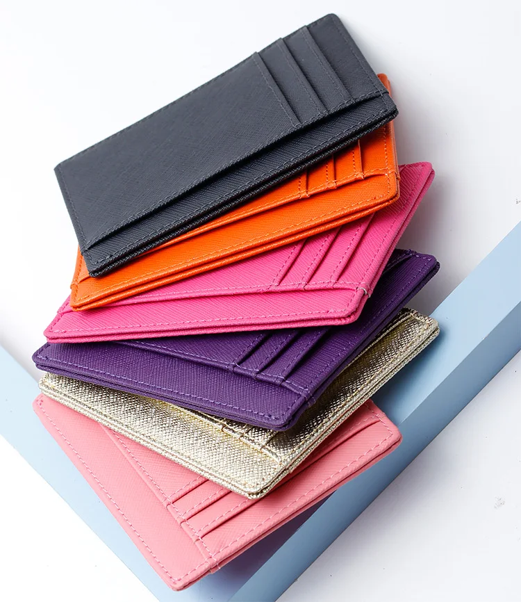 
slim minimalist front pocket RFID blocking leather wallet for men women 