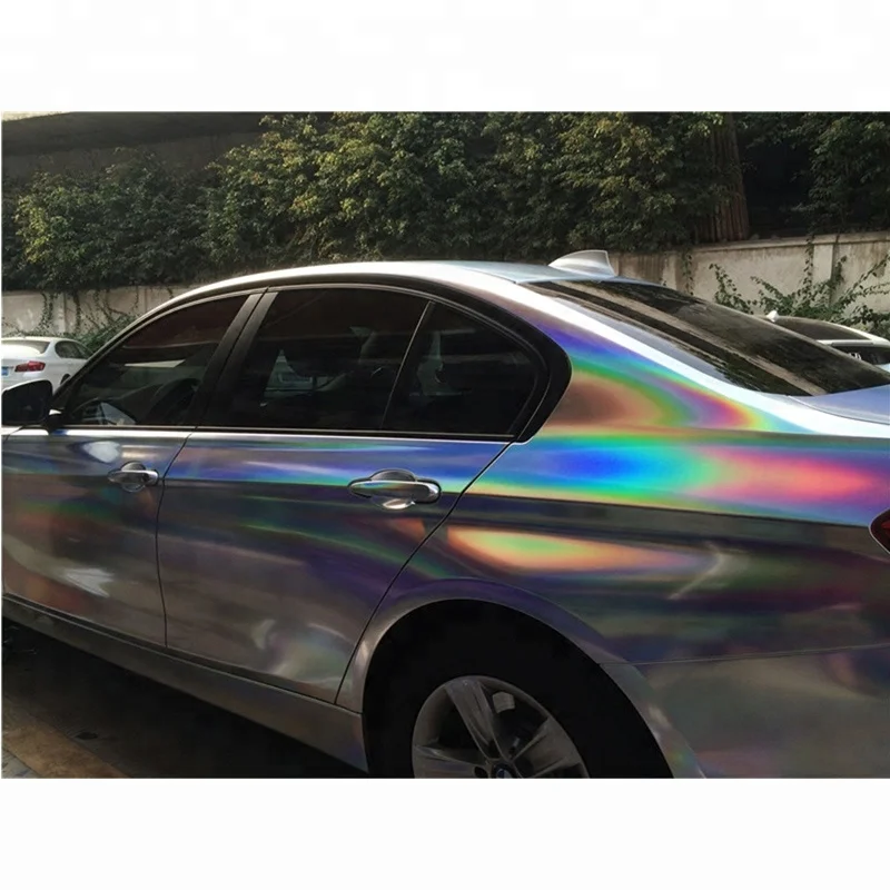 1.52*18m Holographic Silver laser Chrome mirror car vinyl wrap colorful color change vinyl to catch eyes for your car film