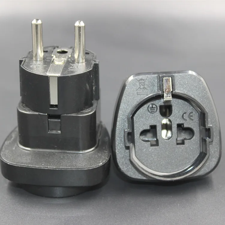 Schuko Travel Adapter Plug with for Grounded Type E/F Germany, France