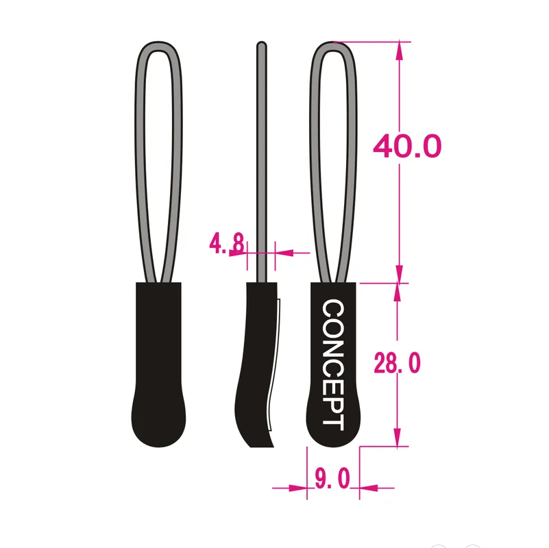 Custom rubber zipper puller, silicone soft pvc zipper pull for clothing