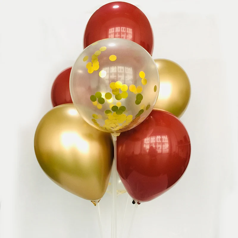 12inch Clear Latex Balloon Rose Gold Foil Confetti Transparent Balloon Happy Birthday Baby Shower Wedding Party Decorations