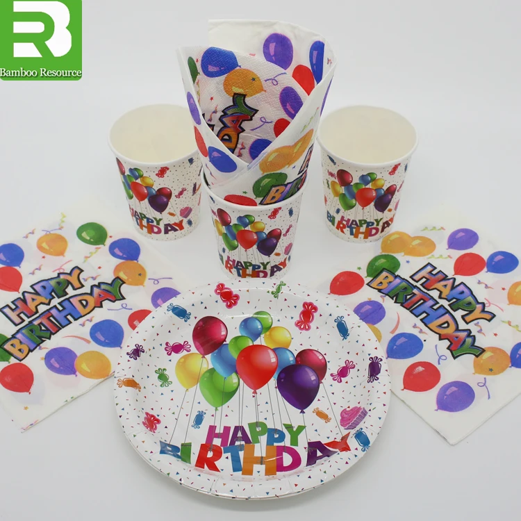 
children paper cups plates and napkins party set fluorescent wrapping paper 