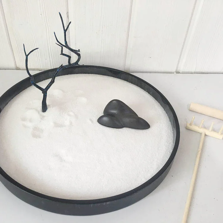 Wooden Zen Sand Garden Rake Spiritual Home Decor Modern Relaxation Office Desk Toys Therapeutic Sand Tray