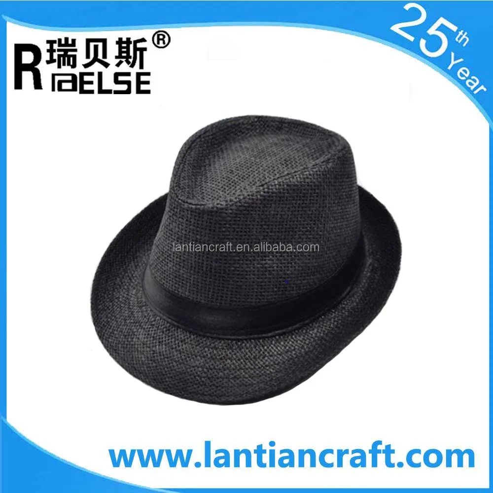 
promotional print logo handmade straw hat paper straw fedora hat 