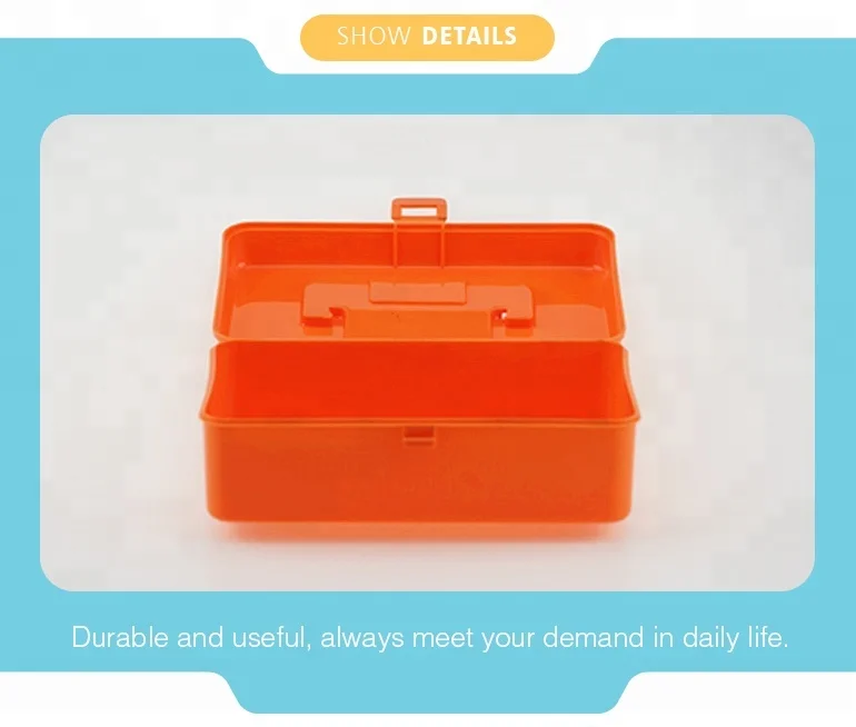 pink color tool medicine multipurpose plastic storage box with handle