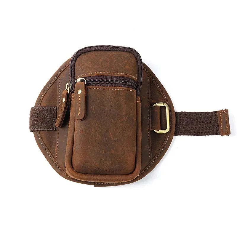 Crazy horse cow leather sport mobile phone wallet arm bag