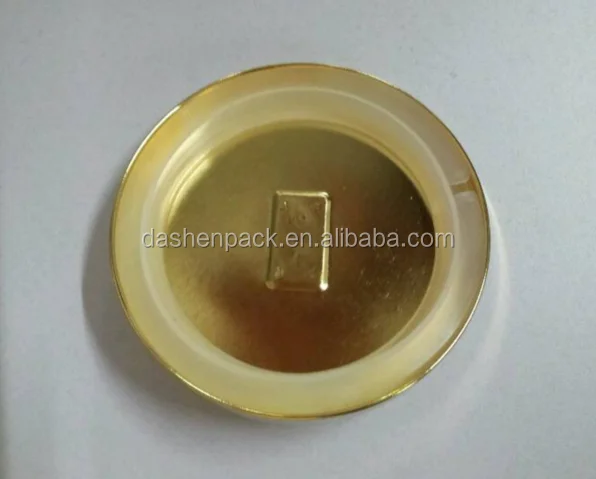 tin metal candle lid with ring knot golden color