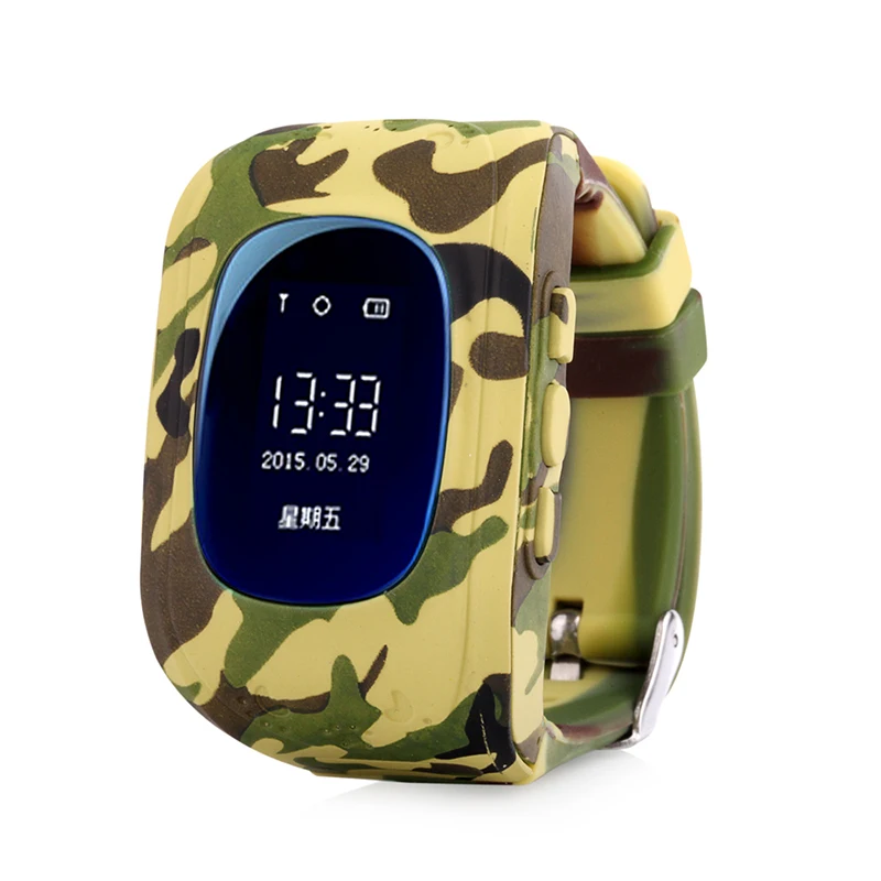 Camouflage Q50 OLED GPS Tracking Watch For Kids SOS Emergency Smart watch Wearable Devices Finder Locator Tracker