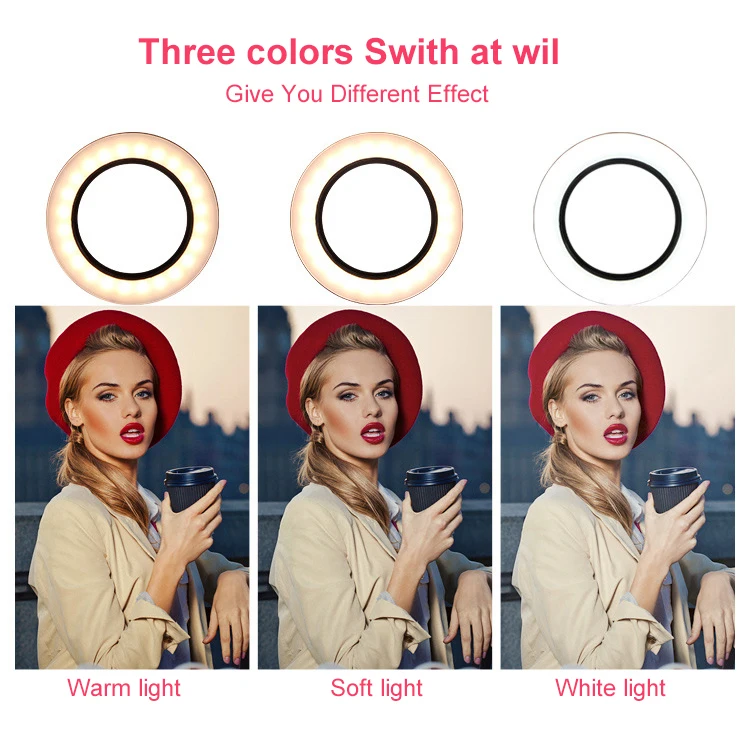 Photography LED Selfie Ring Light 16CM/26CM Dimmable Camera Phone Ring Lamp With Table Tripods For Makeup Video Live Studio