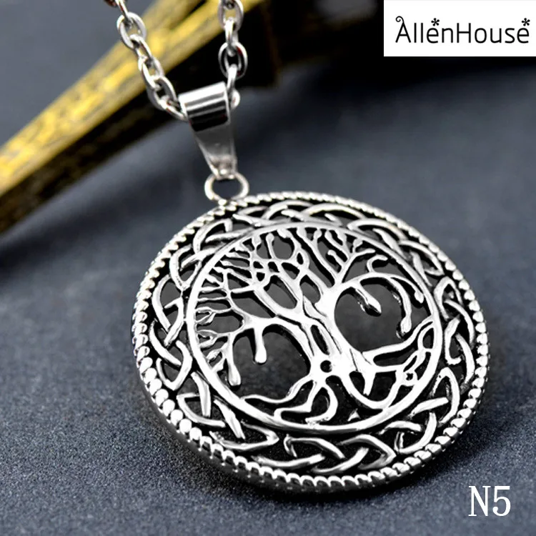 Оптовая Мужчин из нержавеющей стали ювелирные изделия family tree ожерелье