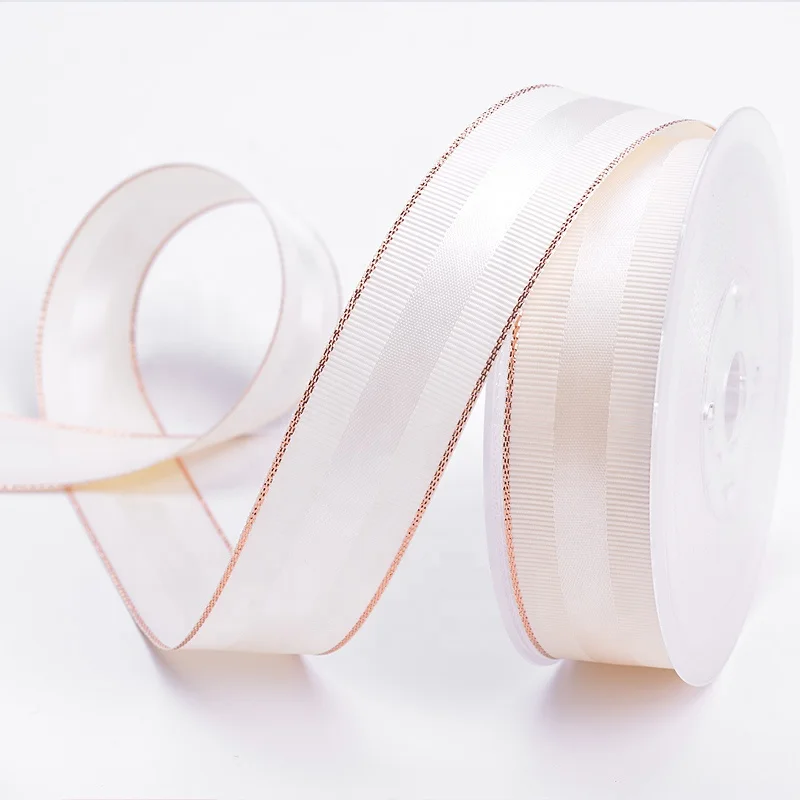 Yama Edge Satin Ribbon Rose Gold Factory New Fashion 9mm Double Face RIBBONS Grosgrain 100% Polyester Solid Color