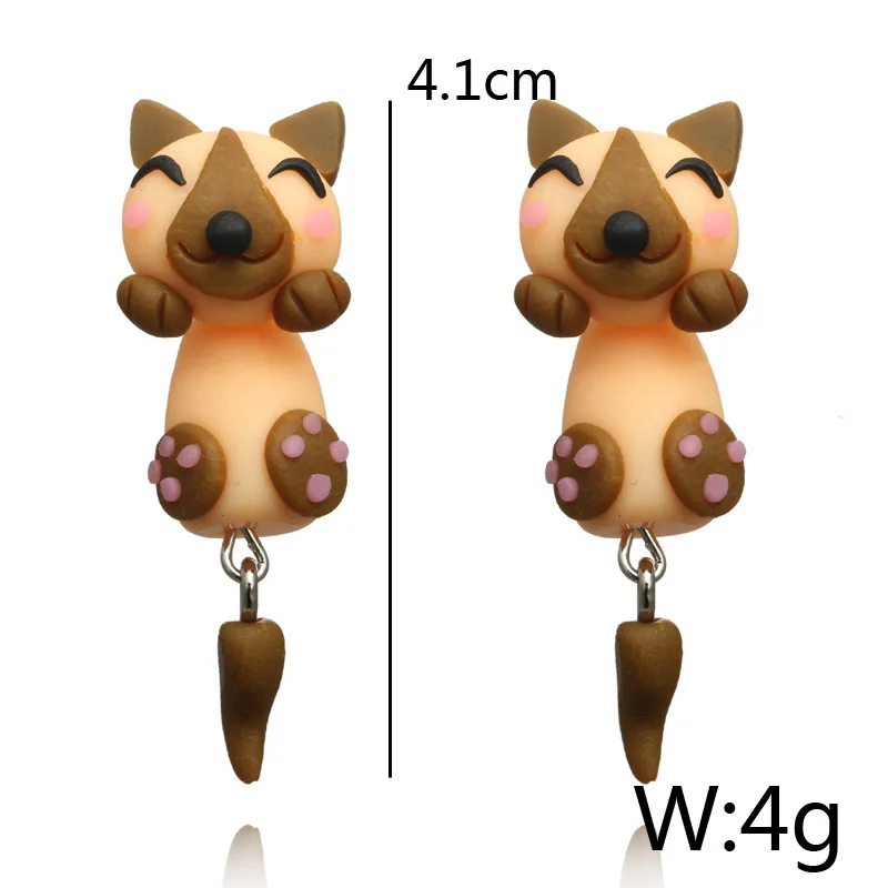 New Fashion DIY Handmade Polymer Clay Cute Cow 3D Animal Dog Stud Earrings For Women Girl Cartoon Earrings Party Gift