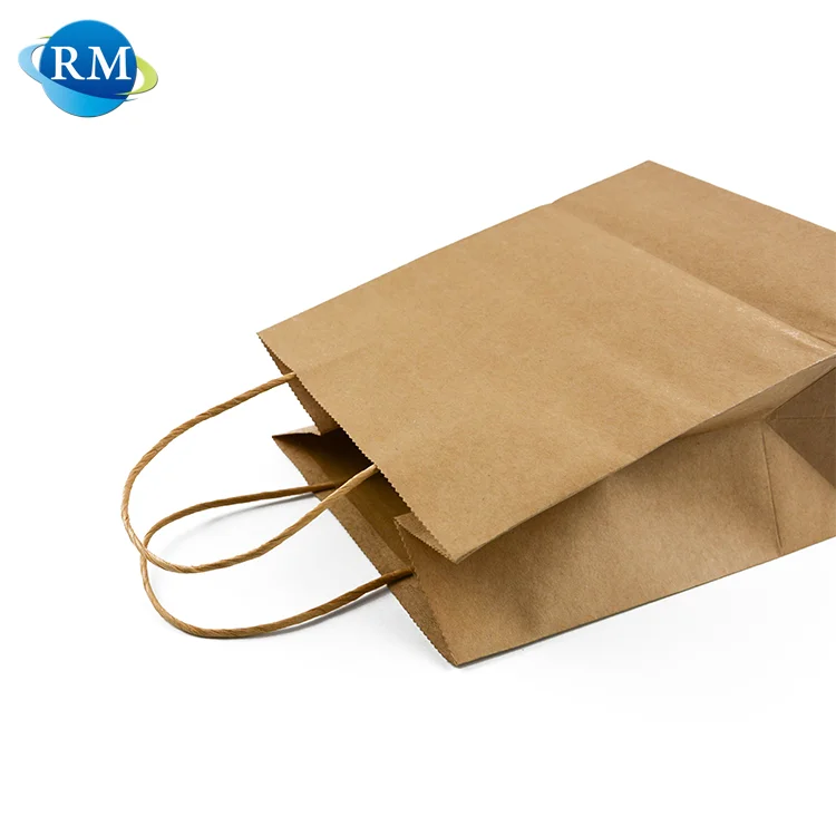 
Low Cost Square Bottom Plain Handle Grocery Brown Kraft Paper Bag 