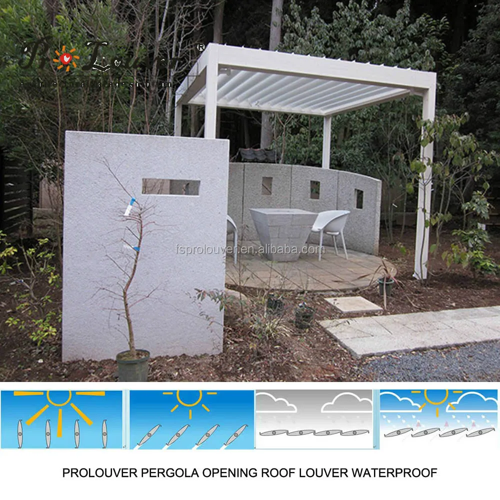 Pergola motorized sun louver,waterproof louver,open roof louver