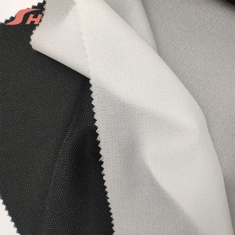 China manufacturer PES microdot clothing 100 polyester woven interlining