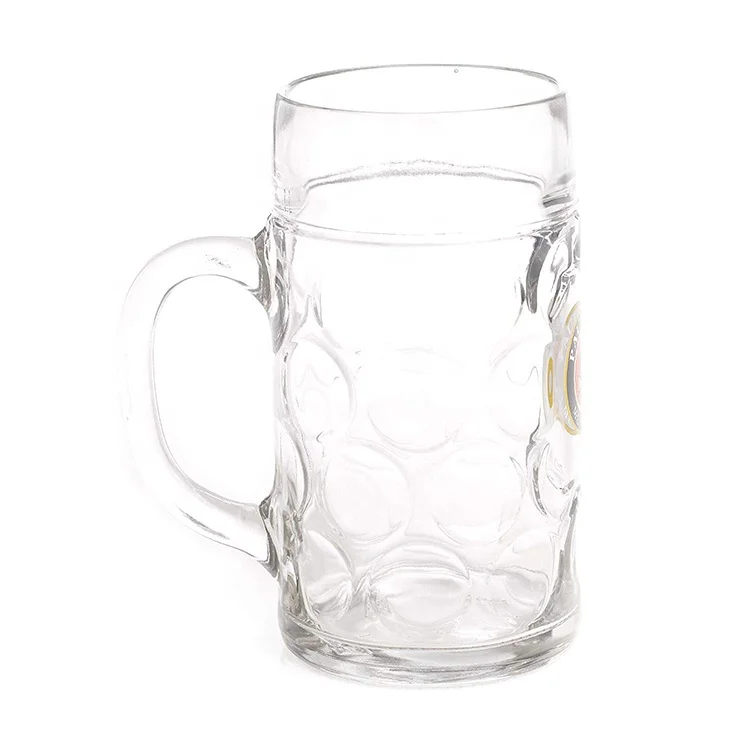 1L Custom dimpled German beer glass plastic tankard beer tank beer stein  with handle