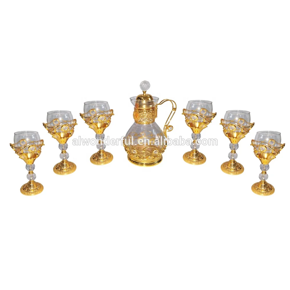2019 decorative golden arabic jug sets&glassware sets