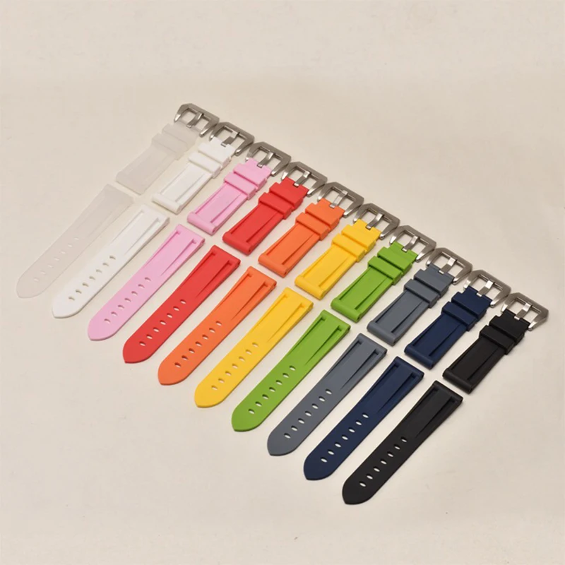 
Custom Waterproof Rubber Watch Band Strap for PAM 22mm 24mm 26mm 