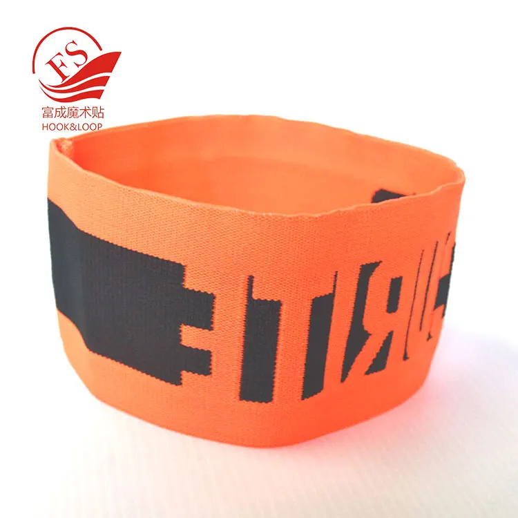 Customized size and color adjustable elastic nylon soccer training arm band football soccer captain armband