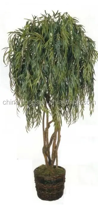 Высокая имитация искусственный плакучая ива дерево большой крытый led подсветка декоративные деревья парк сад декор