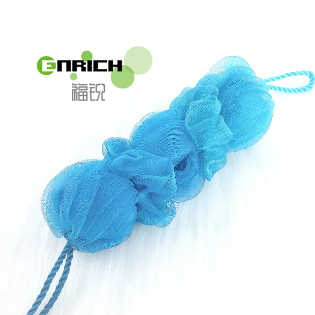 2024 Customized Wholesale Multicolor Baby Pouf Bath Sponge Oval Brush Body Rubbing Ball Mesh Loofah Shower Sponge PE Mesh