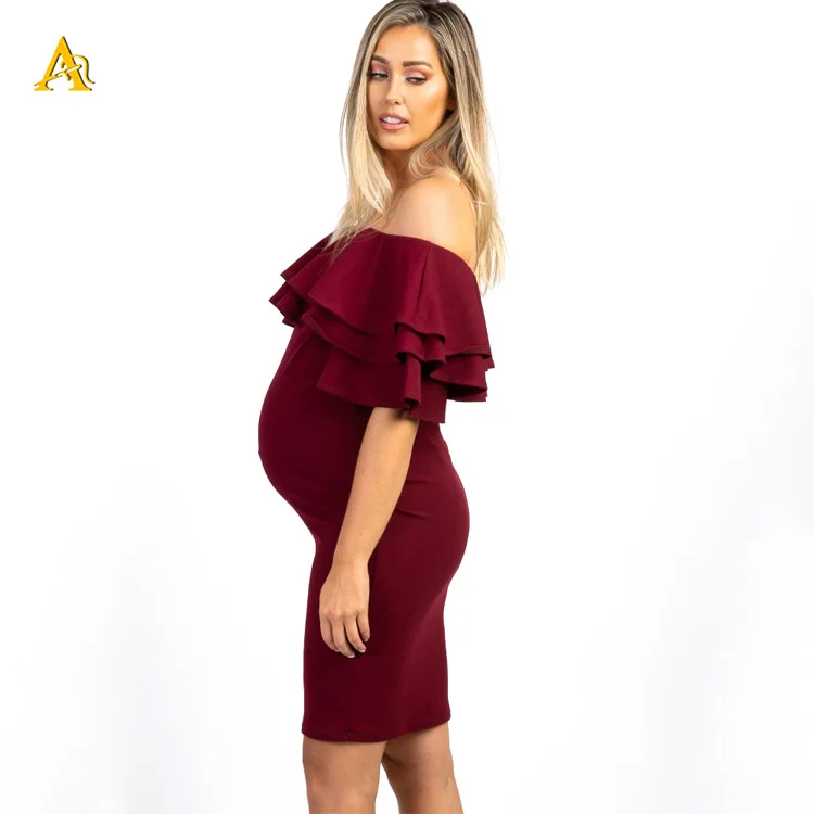 Hot Sale Womens Cowl Neck Maternity Dress Sexy Off Shoulder Maternity Clothing Dresses Women