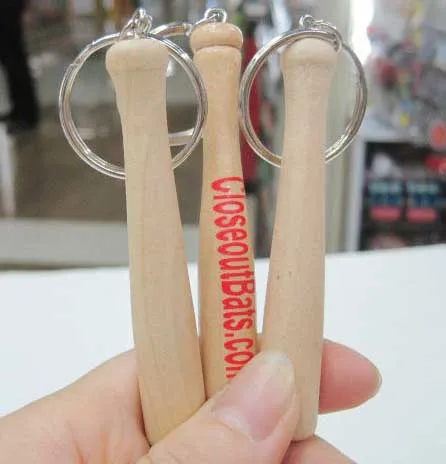 Baseball Keychain Mini Wooden Bat and Baseball on Key Ring Sports Lovers Gift