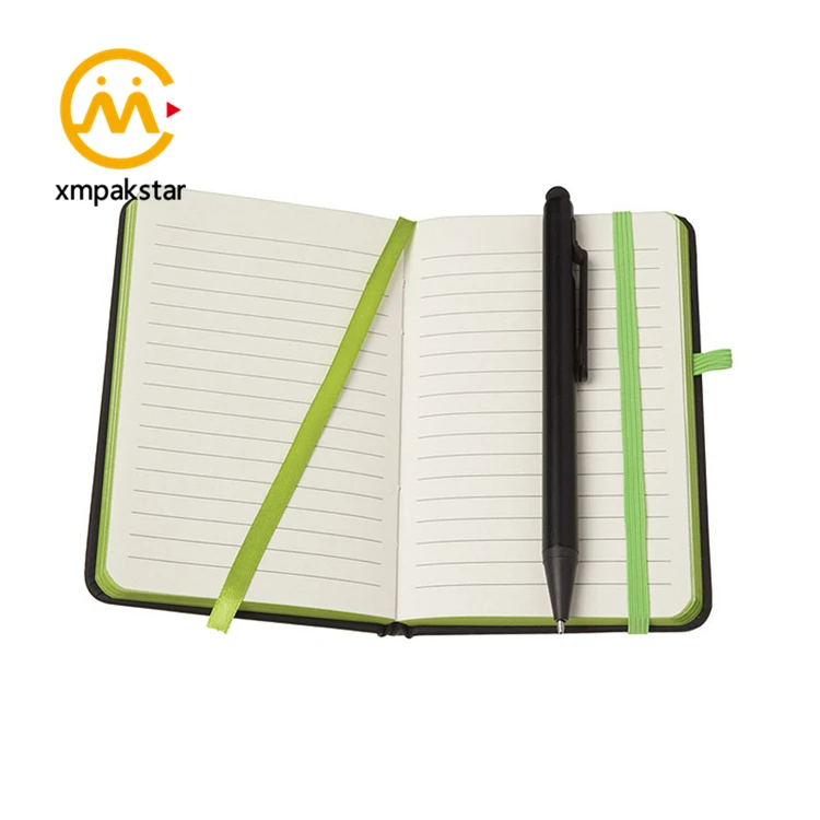 Custom printed colorful PU leather notebook notepad diary note book with elastic band