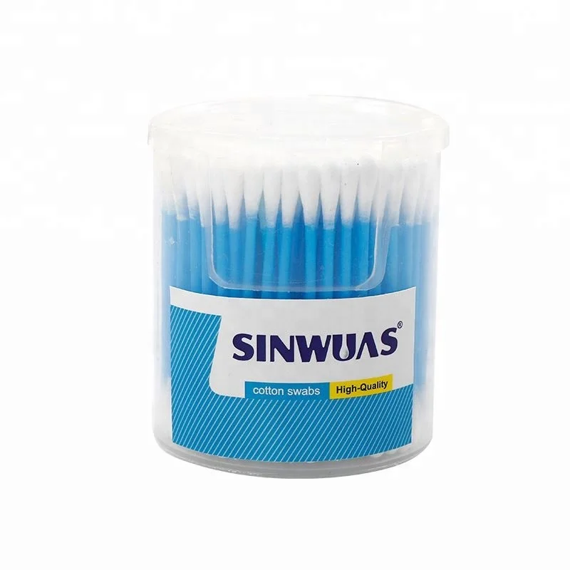 Double - end OEM quality bioclean pollution free plastic sticks cotton swabs