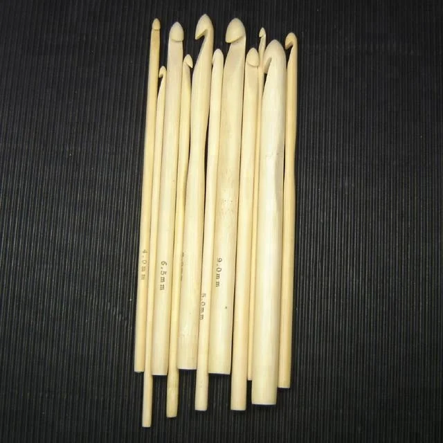 CH001 11sizes 15cm Natural color Bamboo Crochet Hooks