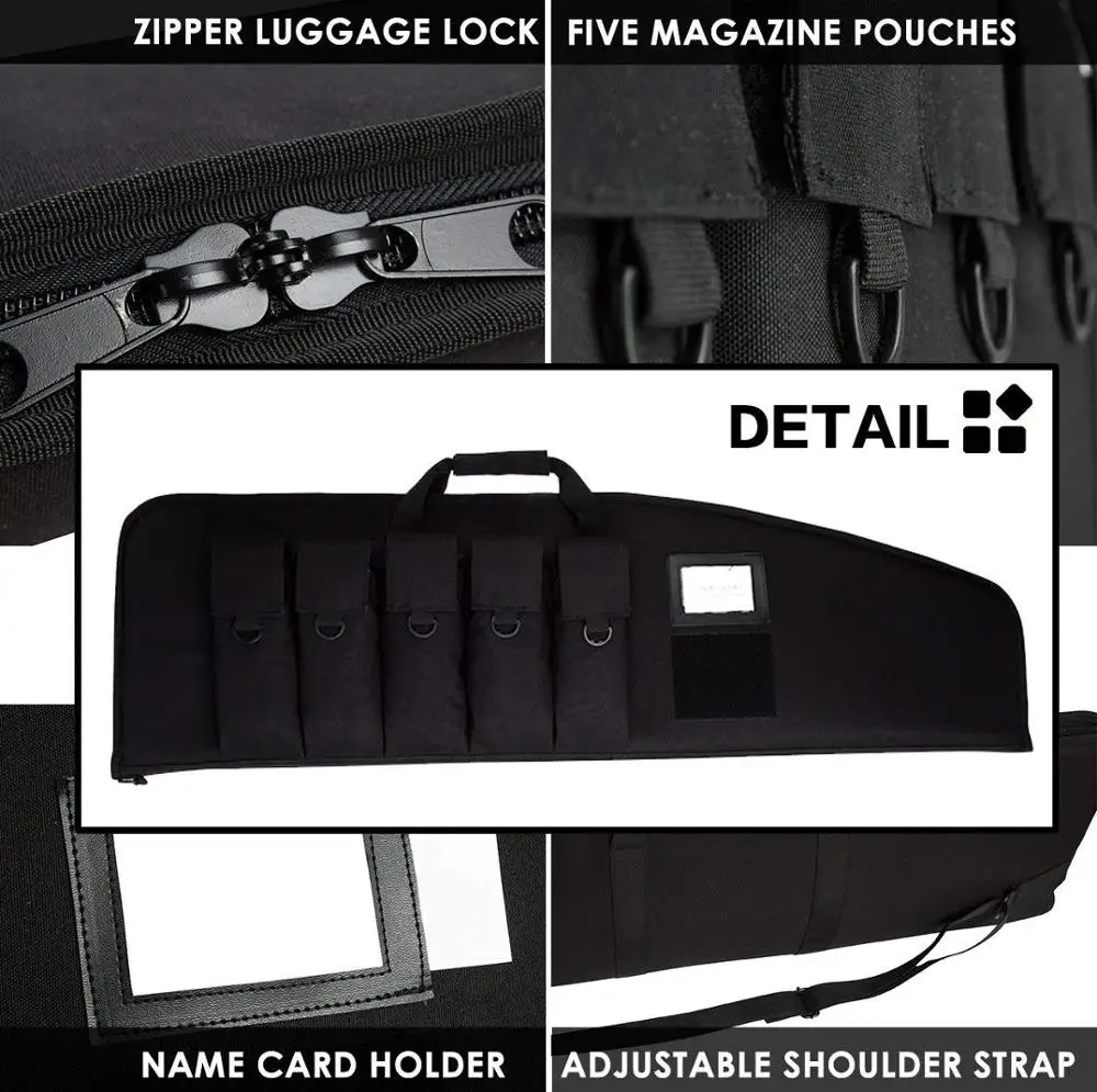 Durable Tactical Rifle Case Military AR15 Rifle Bag with 5 Magazine Pouches