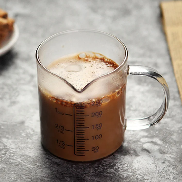 Handblown 250ml small glass measuring cup with handle