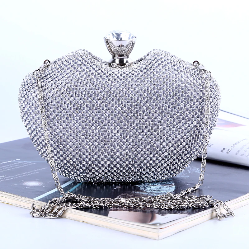 Оптовая продажа, роскошные вечерние сумки с кристаллами, большие клатчи в форме яблока с головой из кристаллов для женщин, для вечеринок, выпускного, банкета
