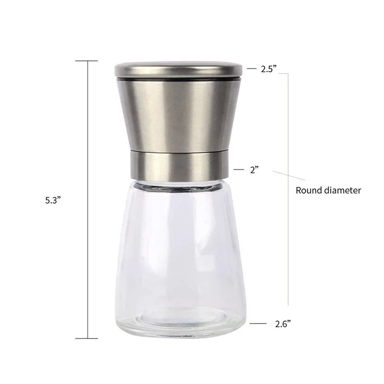 Mini manual ceramic mill glass jar set grinder for salt and pepper