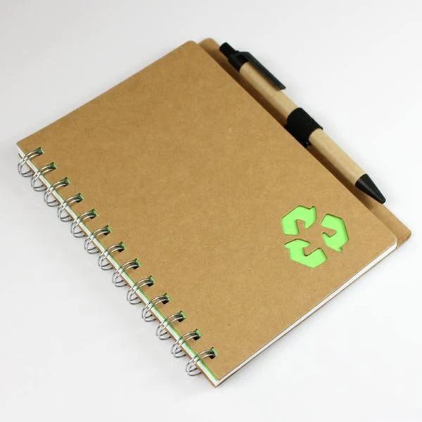 Manufacturer notebooks customizable Organic custom logo kraft cover sprial notebook with pen