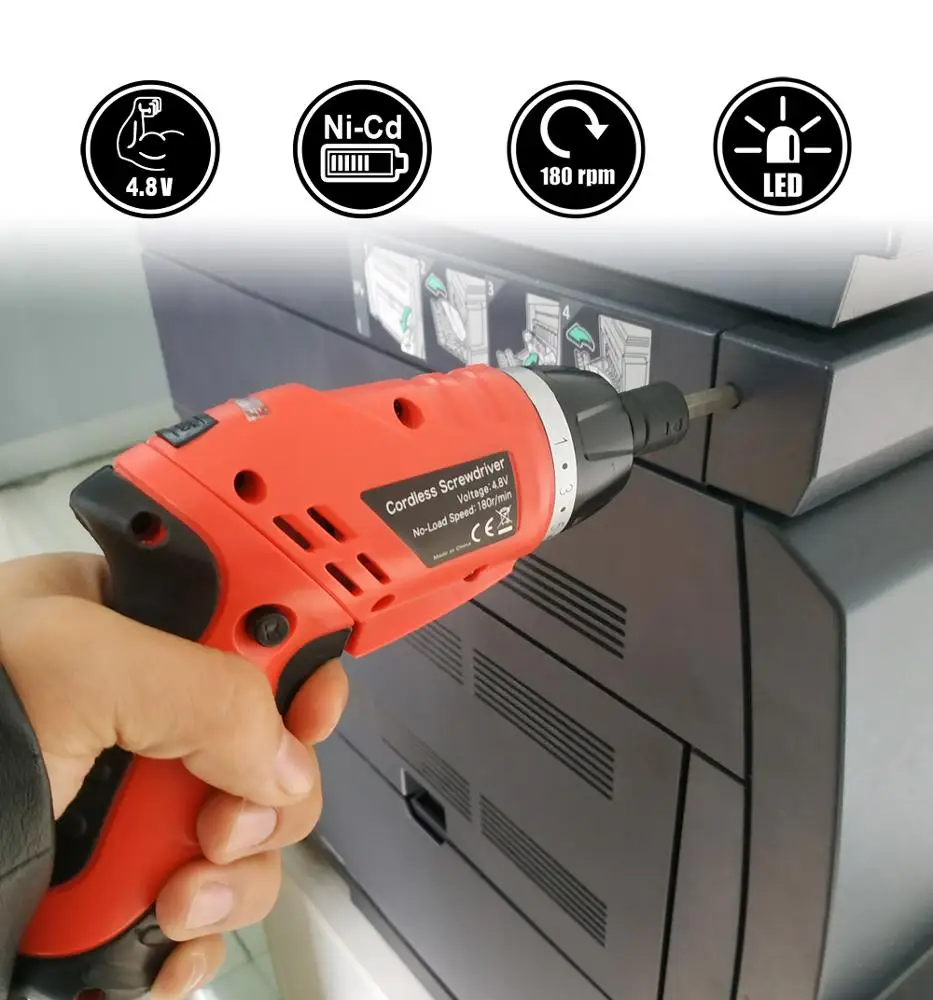 KCS615C-S13B 4.8V Ni-Cd rechargeable electrical screwdriver with folding handle and soft grip